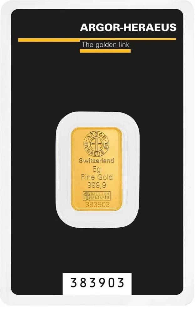 5 g Goldbarren | Argor-Heraeus
