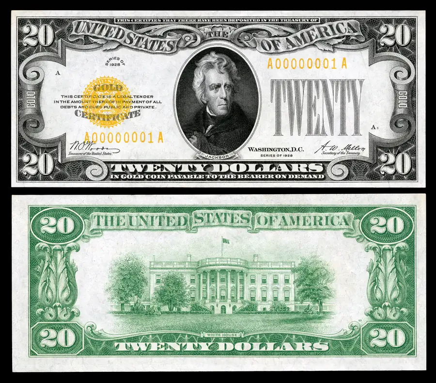 1928 20 dollar gold certificate