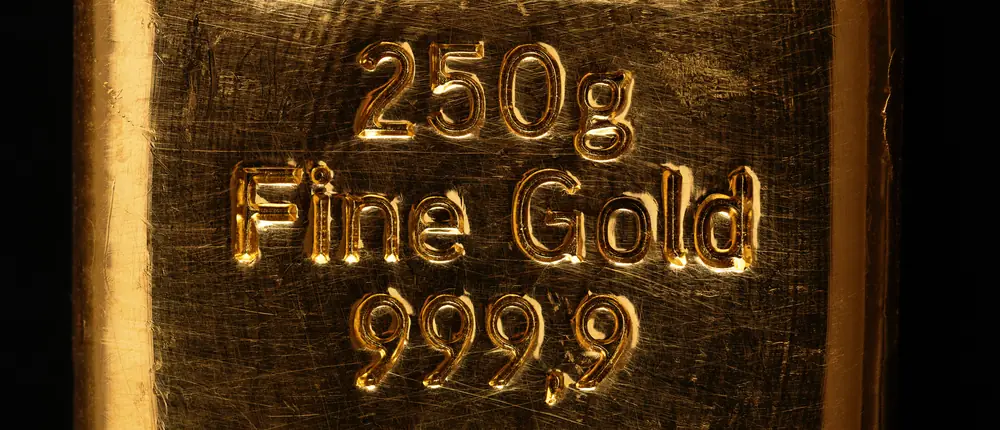 Stamped marks on a large gold bar