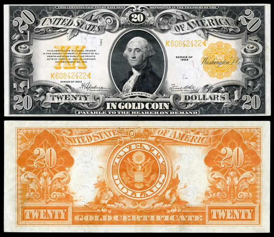 US $20 gold certificate, Series of 1922