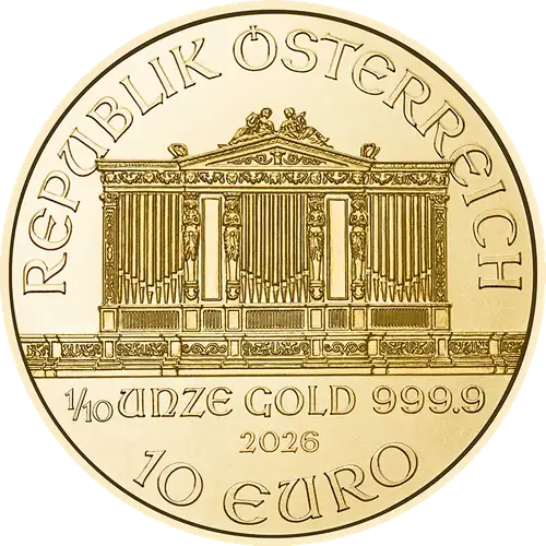 Filharmonik Wiedeński 1/10 oz złoto – awers