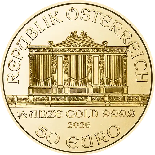Filharmonik Wiedeński 1/2 oz złoto – awers