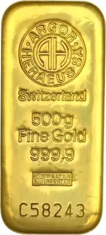 sztabka złota 500g argor heraeus