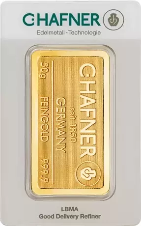 sztabka złota 50 g C-Hafner